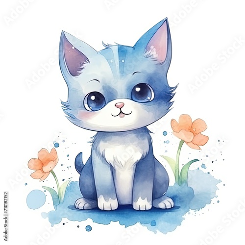 Cute cat cartoon pastel colors