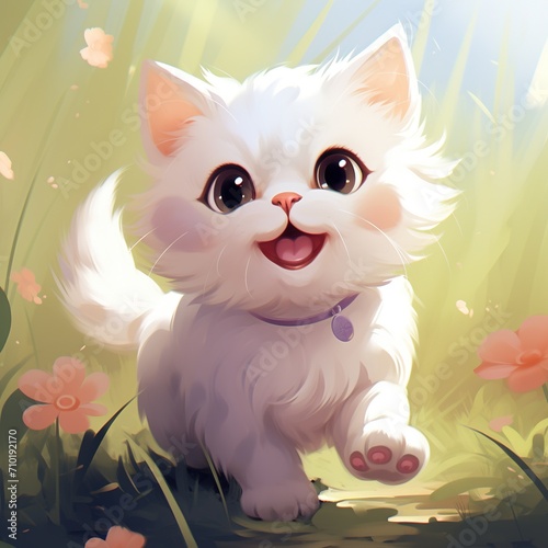 Cute cat cartoon pastel colors