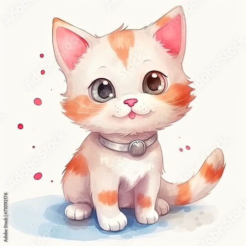Cute cat cartoon pastel colors