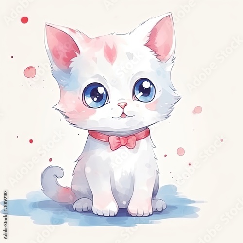 Cute cat cartoon pastel colors