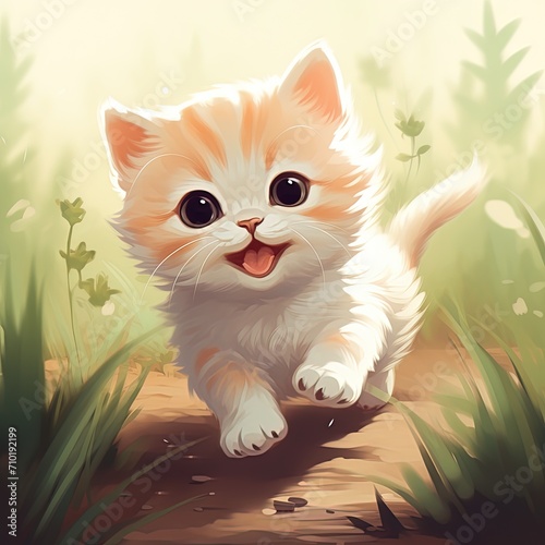 Cute cat cartoon pastel colors