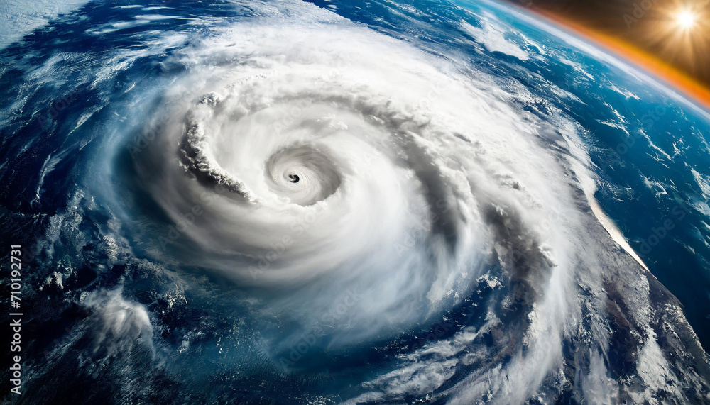 Dramatic satellite view of Hurricane Florence: A powerful super typhoon swirling over the Atlantic, revealing the mesmerizing eye of the storm