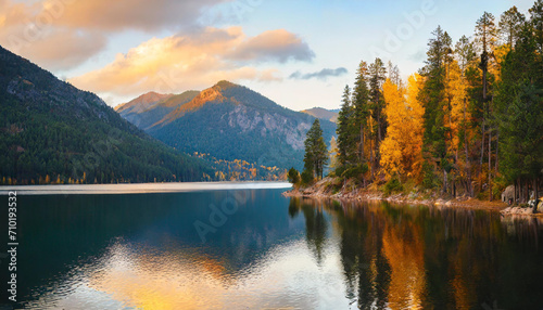 autumn sunset over Donner Lake, reflecting the stunning mountain panorama – a captivating blend of nature's beauty and seasonal transitions © Your Hand Please