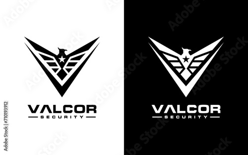 Letter V logo template. Wings design element vector illustration. Corporate branding identity