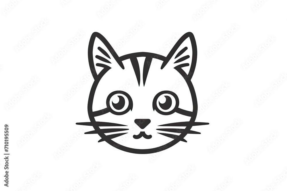 Capture the playful essence of a feline friend with a charming sketch of a cartoon cat face, complete with whiskers and delicate line art details Capture the playful essence of a feline friend with a charming sketch of a cartoon cat face, complete with whiskers and delicate line art details