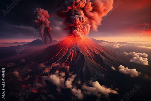 Volcano erupting from aerial point of view