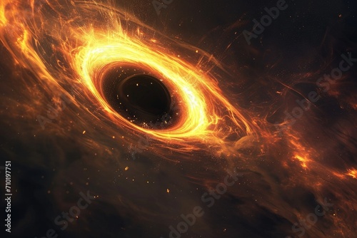 The all-consuming darkness of a black hole creates a mesmerizing vortex in the infinite expanse of the universe, a haunting reminder of the mysteries of space and the forces of nature that govern it