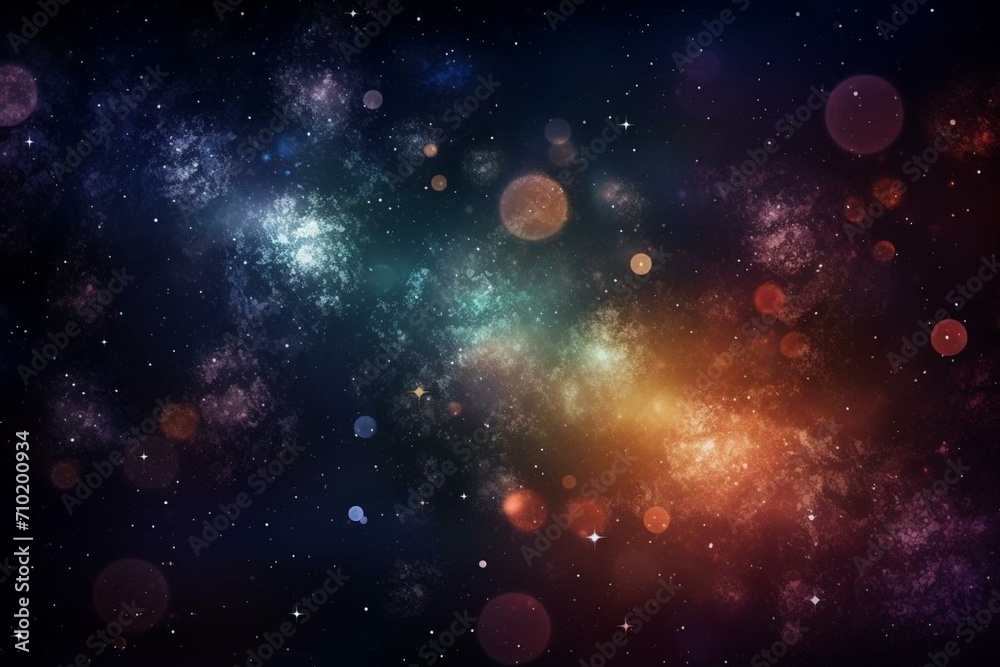 Vibrant celestial journey amidst glowing stars in a nebula-filled backdrop. Generative AI