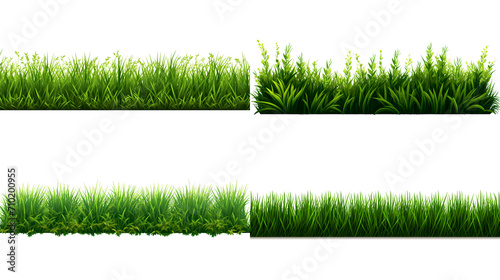 Grass borders clipart set isolated on a white background. green meadow nature background. design element.