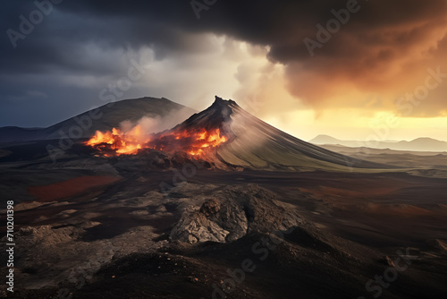 The eruption site of Geldingadalir volcano in Fagradalsfjall mountain on the Reykjanes Peninsula in Iceland photo