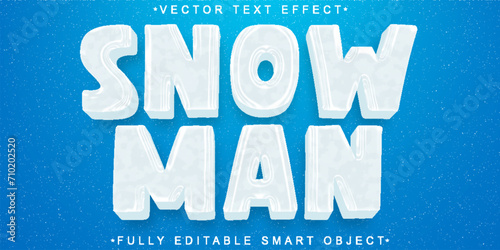 Cartoon Snowman Vector Fully Editable Smart Object Text Effect