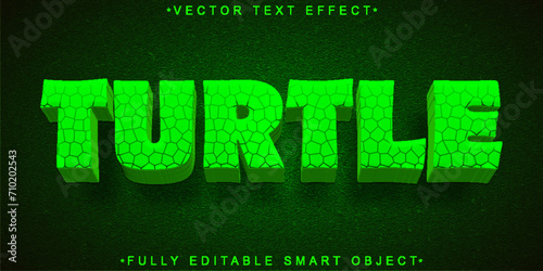 Cartoon Green Turtle Vector Fully Editable Smart Object Text Effect