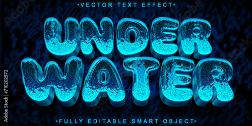 Cartoon Blue Under Water Vector Fully Editable Smart Object Text Effect