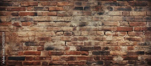 Vintage brick wall with aged texture  suitable for text.