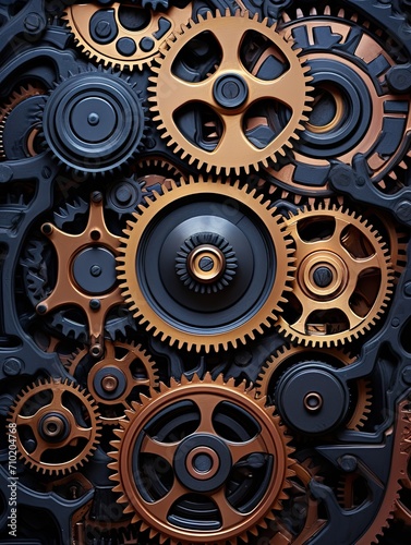Mechanical Gears Wall Prints: Captivating Clockwork Intricacy © Michael
