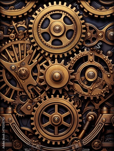 Steampunk Gears Wall Prints: Mechanical Chic for Vintage Decor