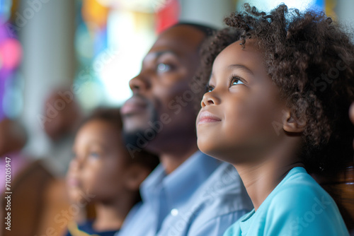 An African American boy in a church with his family photo