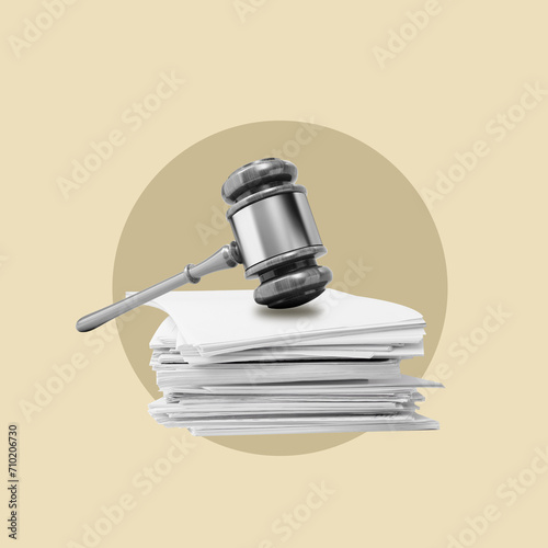 Konstfotografi Court records, lawyer gavel, pile of documents, solving cases, justice, lawyers,