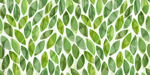 Green leaves seamless vector pattern. Watercolor tea leaf background, textured jungle print.