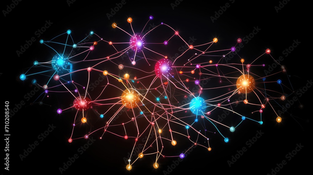 Fototapeta premium Neuronal Neurology network neurons and synapses, cognitive neuroscience, neurodegeneration and neurotransmission. Brain plasticity, neurological disorders like Alzheimer's, Parkinson's and depression.