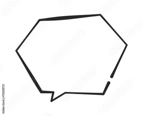 ゆるっと描いたシンプルな六角形のふきだし　単品