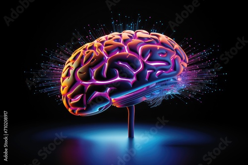 Brain Flashes luminous Brain Bulb. Light bulb brain energy, creativity, innovation, insightful ideas.Realms of imagination, eureka moments, inventions, intelligence, brilliance, epiphanies depicted