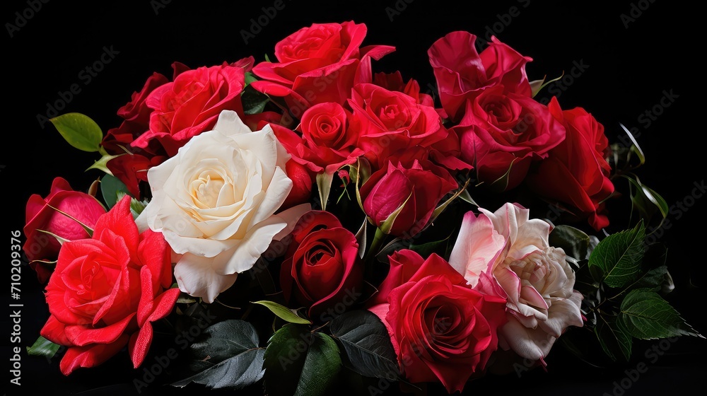 Naklejka premium blue color roses background illustration green purple, peach coral, magenta maroon blue color roses background