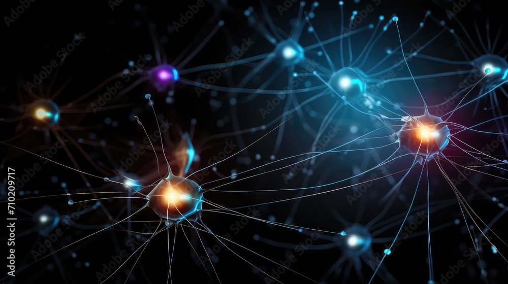 Neuronal Brain network featuring neurons, synapses, vital brain regions like thalamus, hypothalamus, and brainstem. Neural plasticity, neurogenesis, connectome with white and gray matter to CNS Neuronal Brain network featuring neurons, synapses, vital brain regions like thalamus, hypothalamus, and brainstem. Neural plasticity, neurogenesis, connectome with white and gray matter to CNS