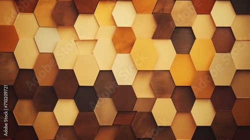 Dynamic geometric background with hexagonal elements in warm color tones for design purposes