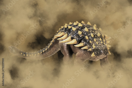 ankylosaurus ,dinosaur in the dark photo