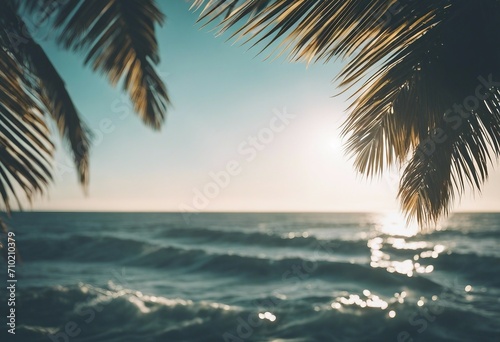 Abstract blur defocused background toned gently blue nature of tropical summer rays of sun light Bea