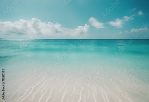 Beautiful beach with white sand turquoise ocean water and blue sky with clouds in sunny day Natural