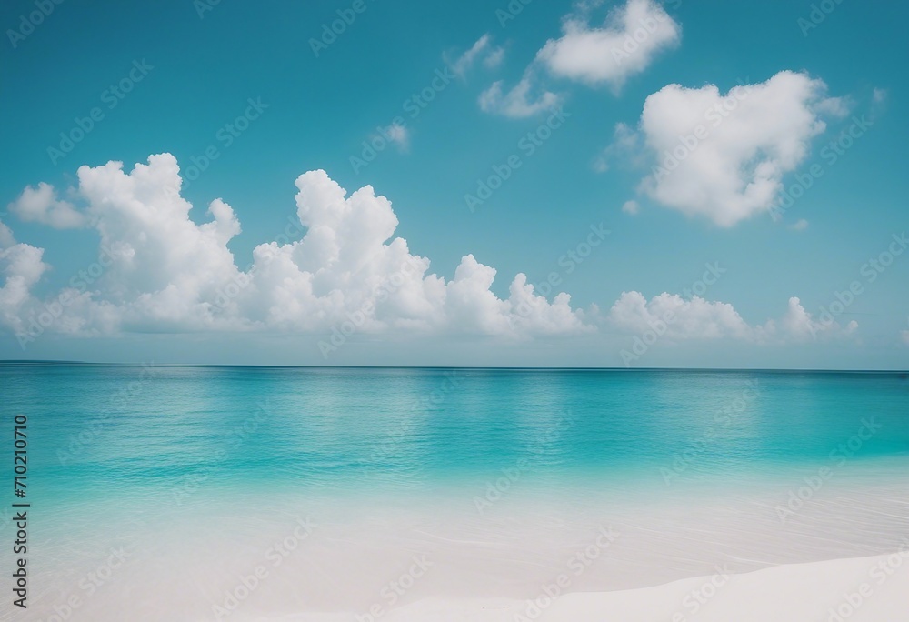 Beautiful sandy beach with white sand and rolling calm wave of turquoise ocean on Sunny day White cl