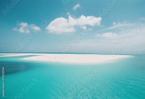 Beautiful sandy beach with white sand and rolling calm wave of turquoise ocean on Sunny day White cl © ArtisticLens