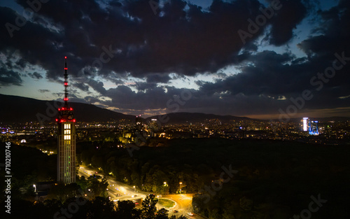 Aerial view of the Sofia Television tower