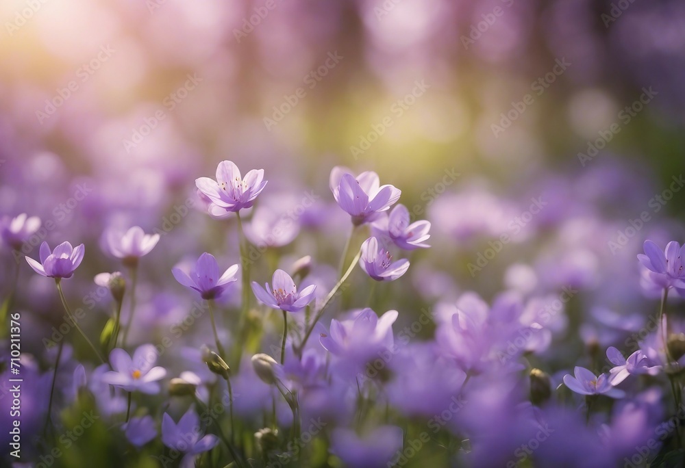 Spring blooming forest flowers in soft focus on light violet background outdoor close-up macro Sprin Spring blooming forest flowers in soft focus on light violet background outdoor close-up macro Sprin