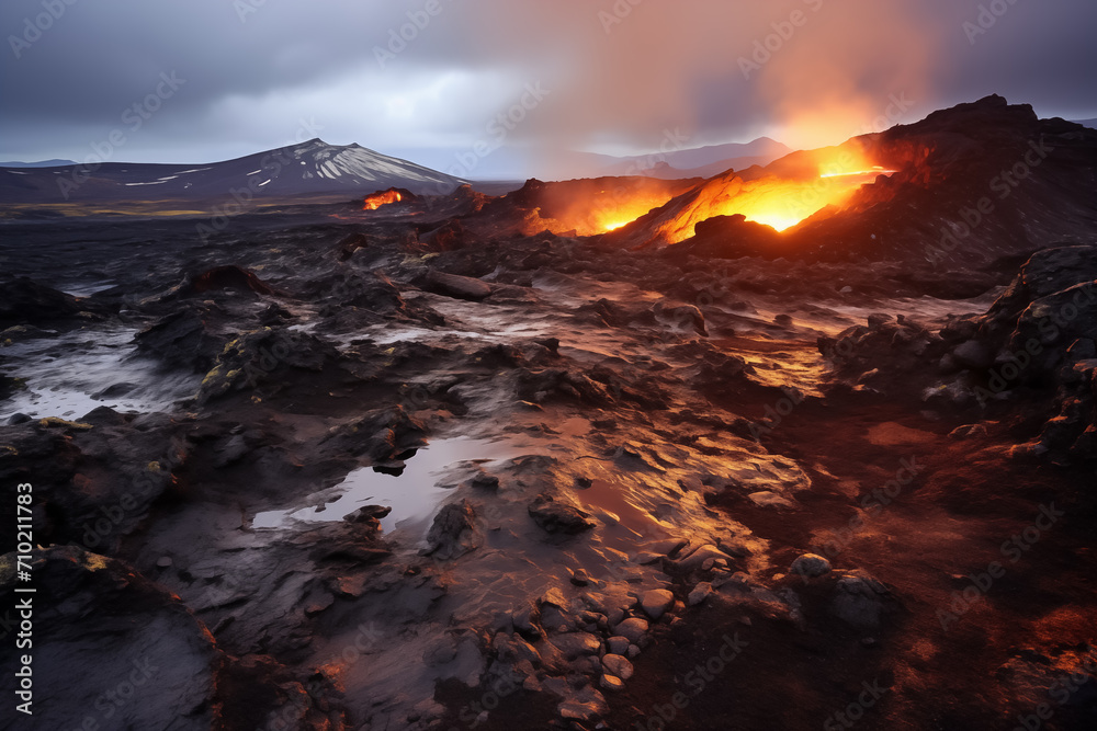 The eruption site of Geldingadalir volcano in Fagradalsfjall mountain on the Reykjanes Peninsula in Iceland