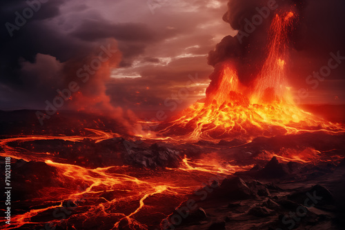Iceland Volcanic eruption 2021. The volcano Fagradalsfjall is located in the valley Geldingadalir close to Grindavik and Reykjavik. Hot lava and magma coming out of the crater