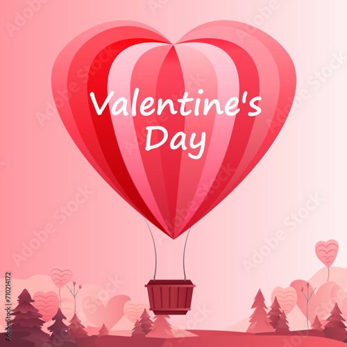 red air balloon in heart shape happy valentine day greeting card shopping poster or voucher holiday celebration concept