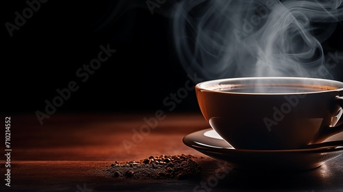  Macro shots emphasizing the aromatic steam rising from a freshly brewed beautiful old cup of coffee
