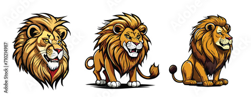Cute cartoon lion set