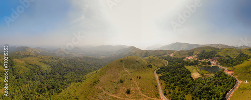 Aerial view of Beautiful natural scenery mountain in south india photo