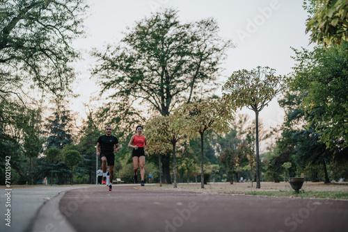 Late Evening Workout in the Park: Active Couple's Athletic Training Outdoors