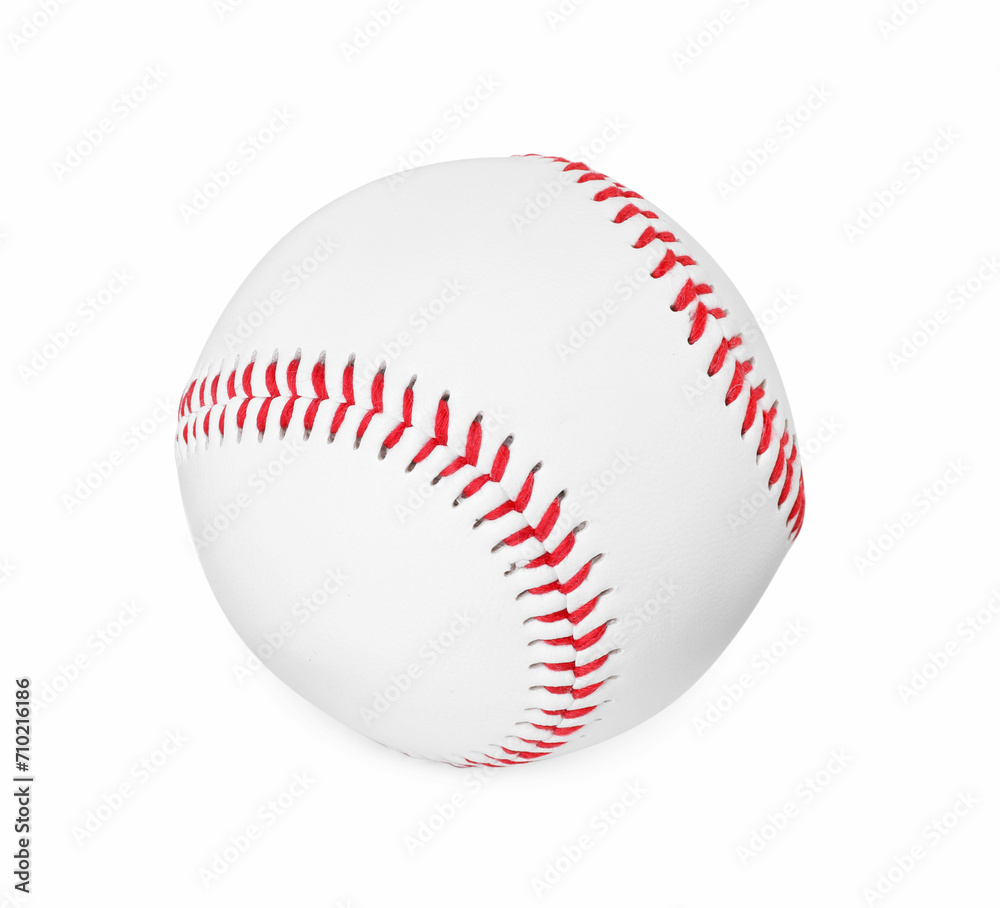 One baseball ball with stitches isolated on white One baseball ball with stitches isolated on white