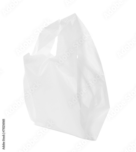 One new plastic bag isolated on white