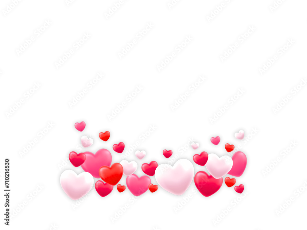white, pink background with hearts in the center below