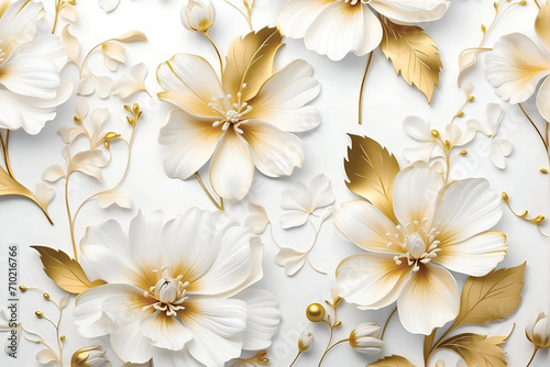 white and gold flower background