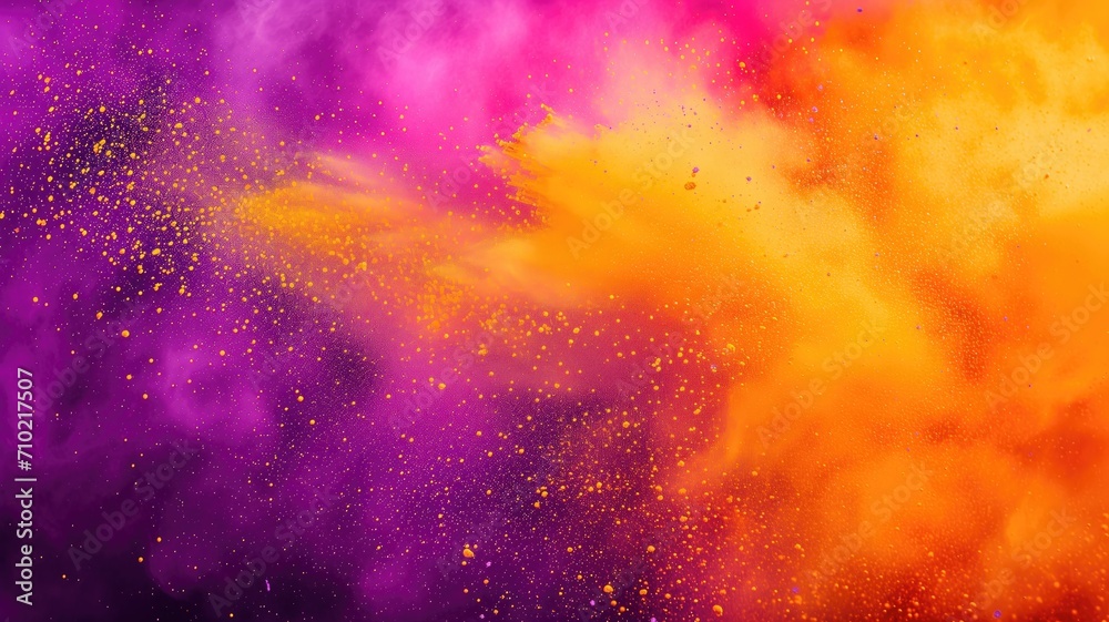 Naklejka premium Vivid purple and yellow powder explosion