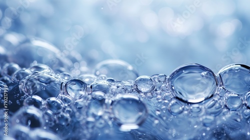 Close-up of bubbles and water droplets on a surface