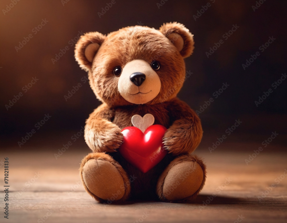 Brown Teddy Bear Holding Red Heart - Gift Of Love for Someone Special. An adorable brown teddy bear grasping a red heart-shaped symbol of love and affection. Brown Teddy Bear Holding Red Heart - Gift Of Love for Someone Special. An adorable brown teddy bear grasping a red heart-shaped symbol of love and affection.